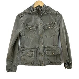 Aritzia Talula Trooper Jacket Gray Utility Pocket‎ Hooded Women’s Small